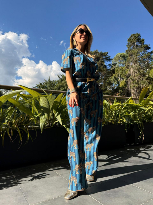 Blue Striped Tiger Pants