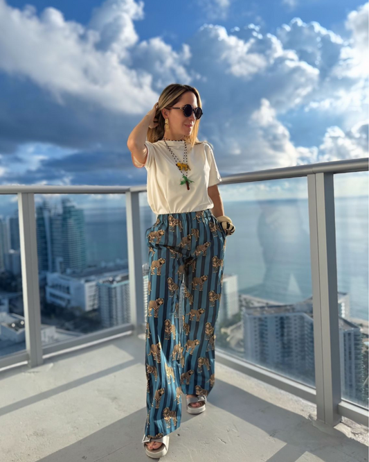Blue Striped Tiger Pants