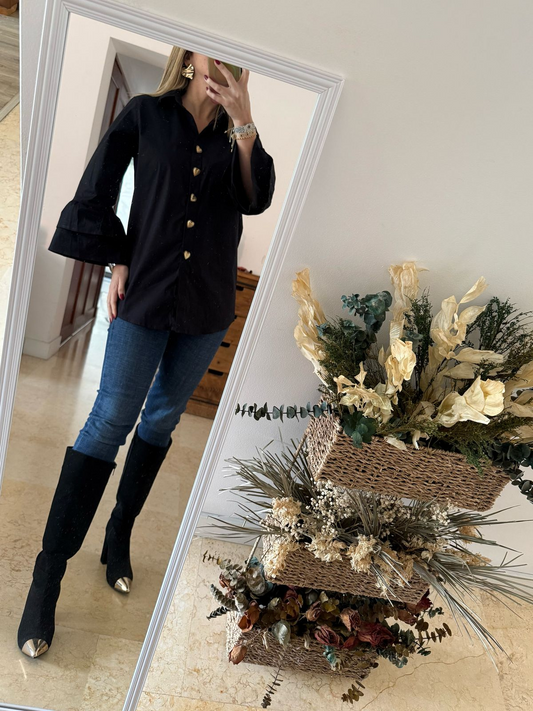 Golden Heart Black Shirt