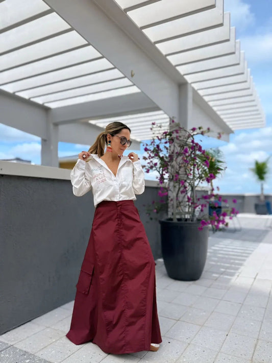 Burgundy Cargo Skirt