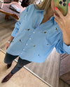 Oversized Blue Bees Shirt