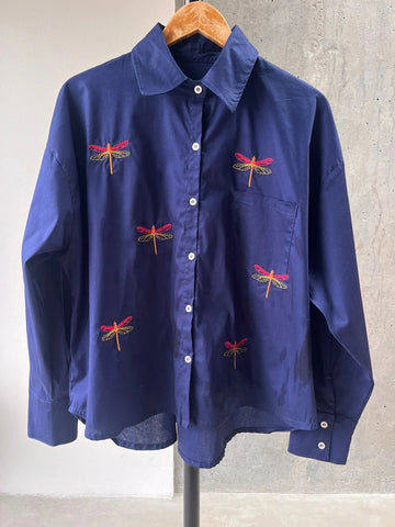 Blue Dragonfly Oversized Shirt
