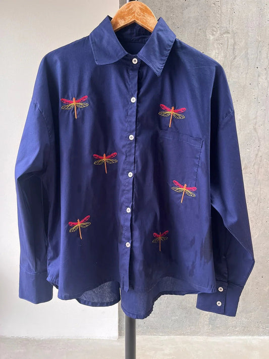 Blue Dragonfly Oversized Shirt