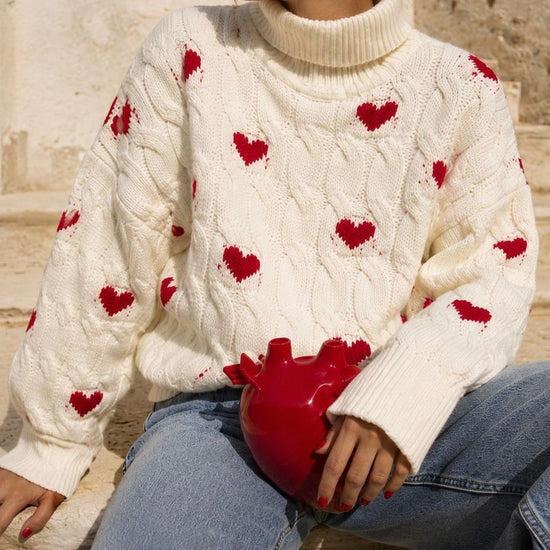Sweater Marfil Corazones 