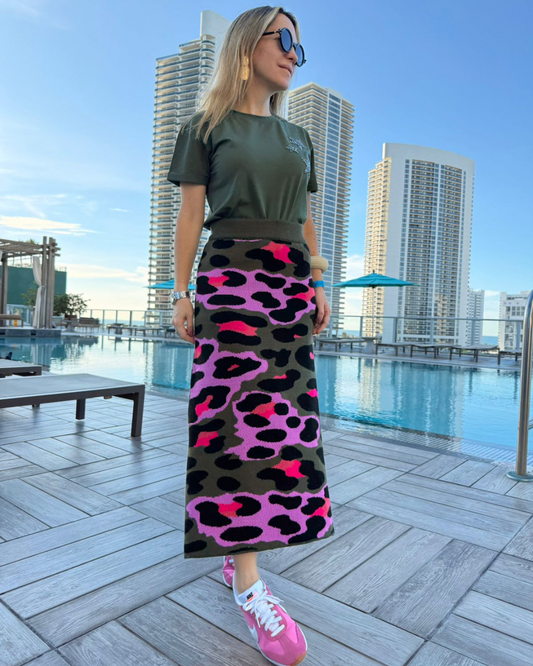 Green Military Animal Skirt
