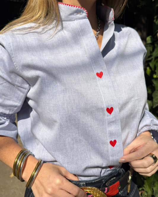 Blue Chambray Hearts Shirt