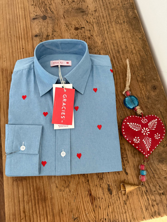 Indigo Mini Hearts Red Shirt