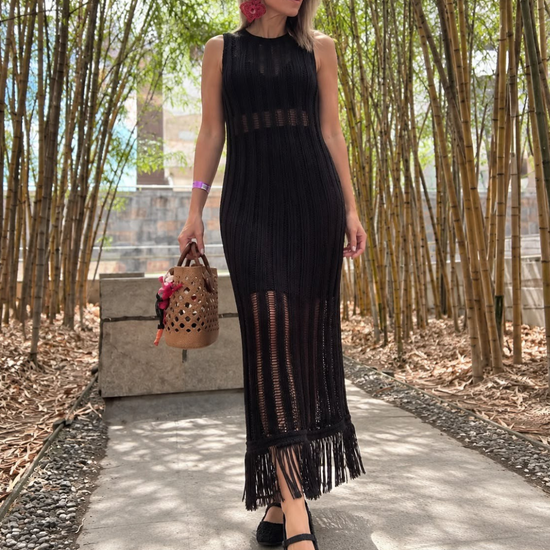 Vestido Negro Hilos 