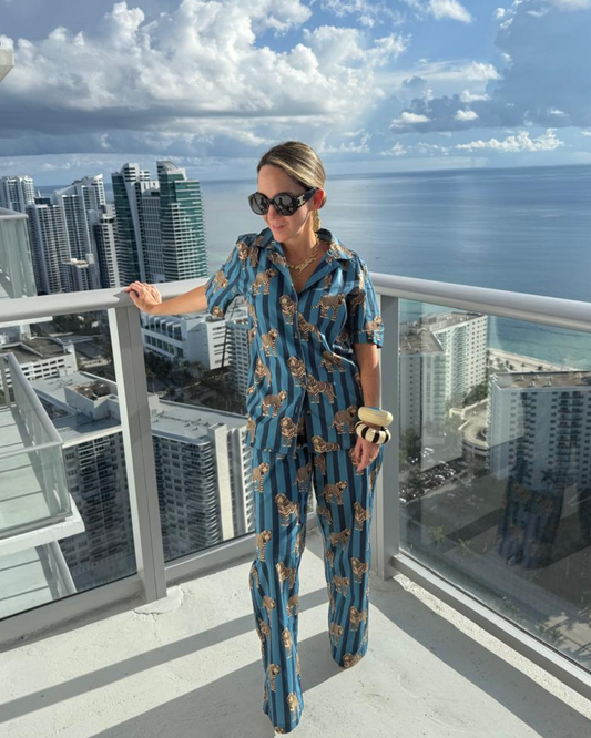 Blue Striped Tiger Shirt