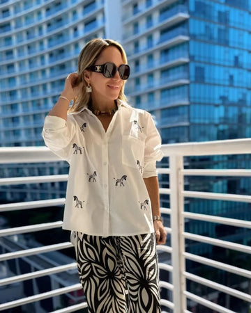 Cebras Embroidered Oversized Shirt