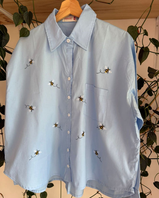 Oversized Blue Bees Shirt