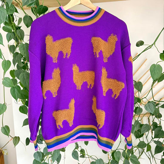Sweater Llamas Morado 