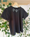 Black T-shirt with Glitter Hearts