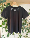 Black T-shirt with Glitter Hearts