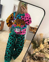 Green Animal Print Pants