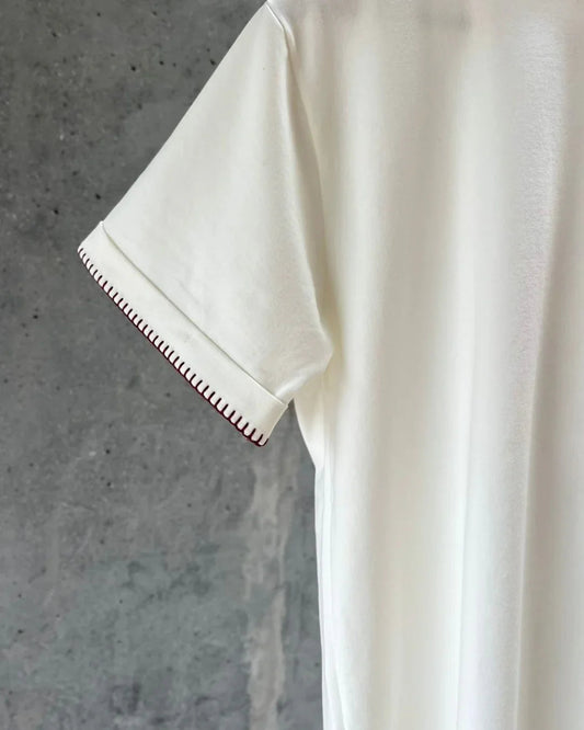 Burgundy Embroidered Basic T-shirt