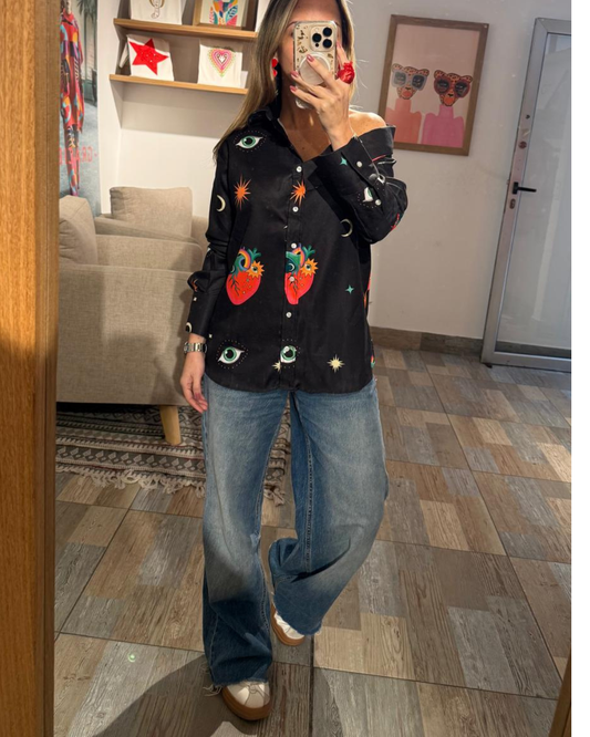 Camisa Asimetrica Corazones Bohemios 