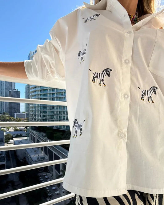 Cebras Embroidered Oversized Shirt