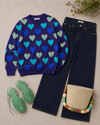 Blue Sweater with Hearts