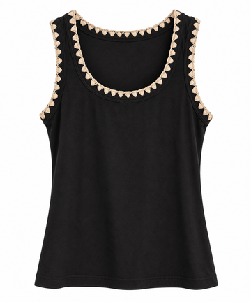 Black Embroidered Tank Top
