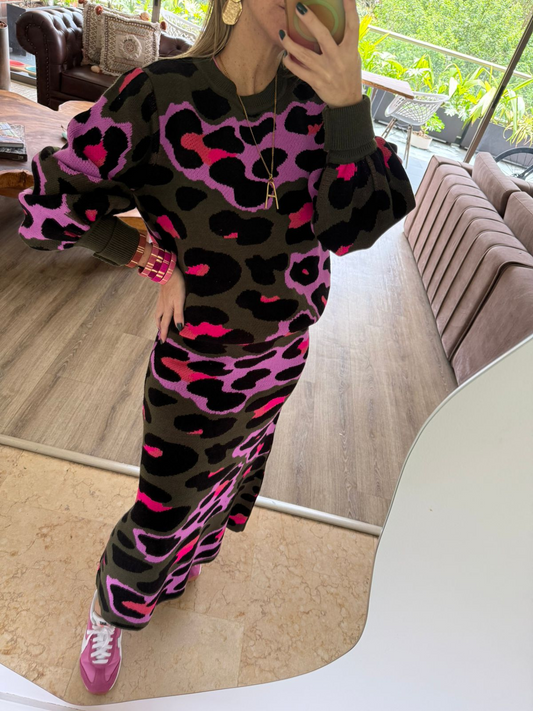 Green Military Animal Sweater