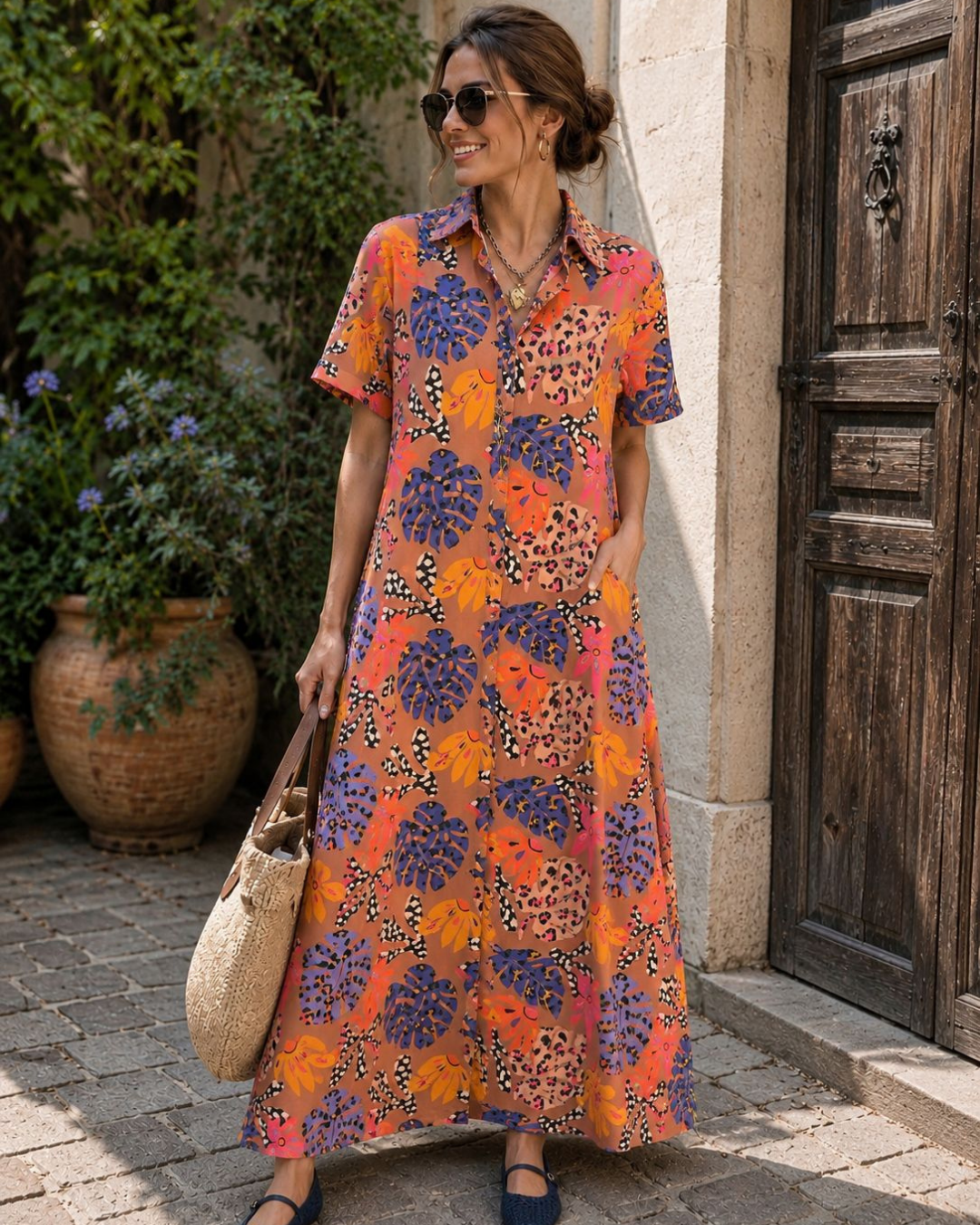 Vestido Hojas Print 