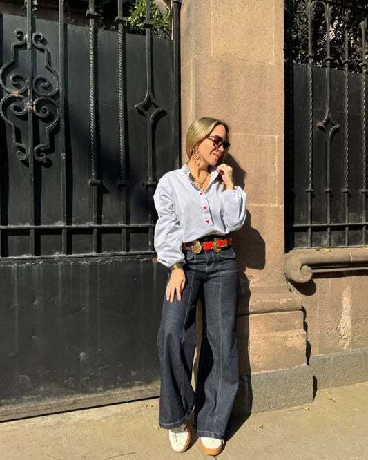 Blue Chambray Hearts Shirt