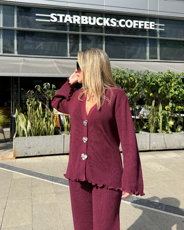 Essential Burgundy Sweater - Silver Hearts