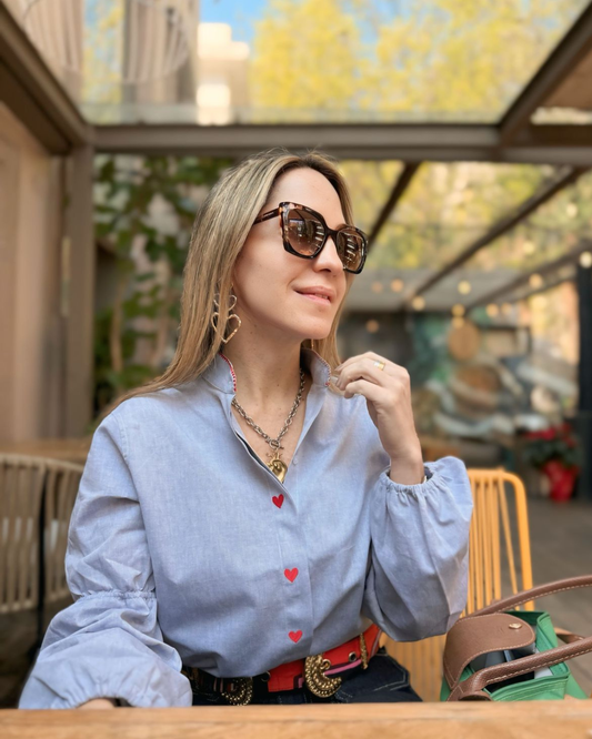 Blue Chambray Hearts Shirt