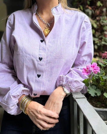 Wine Chambray Hearts Shirt