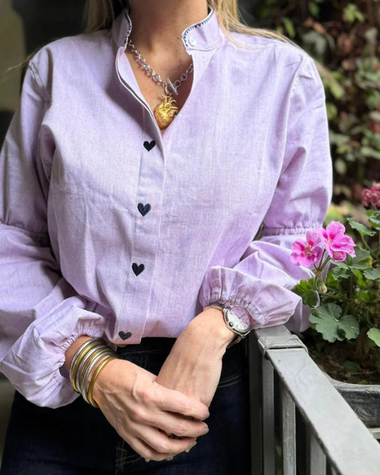 Wine Chambray Hearts Shirt