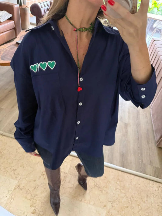 Amore Oversized Blue Shirt