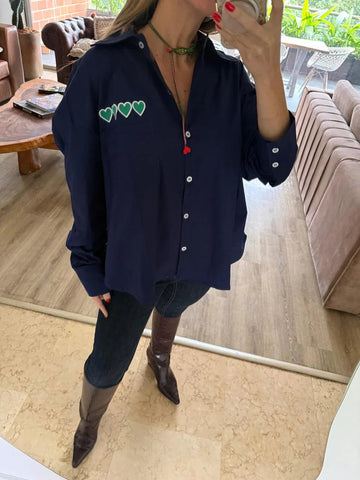 Amore Oversized Blue Shirt