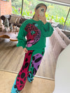 Green Leopard Print Pants