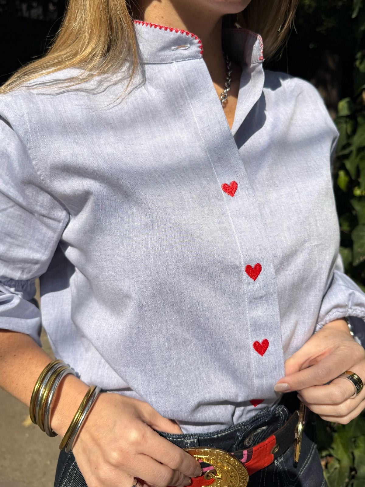 Camisa Azul Chambray Hearts 