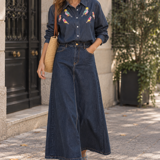 Falda Denim Azul Oscuro 