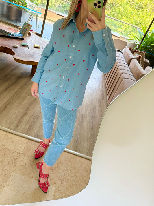 Indigo Mini Hearts Red Shirt
