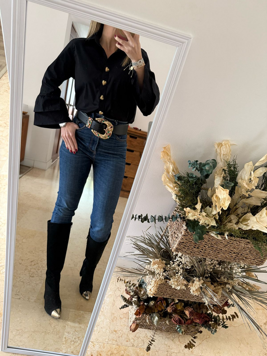Golden Heart Black Shirt