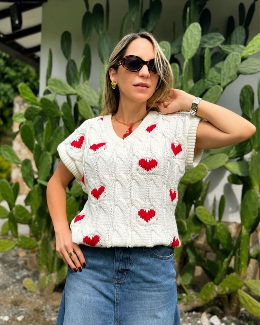 Ivory Hearts Vest