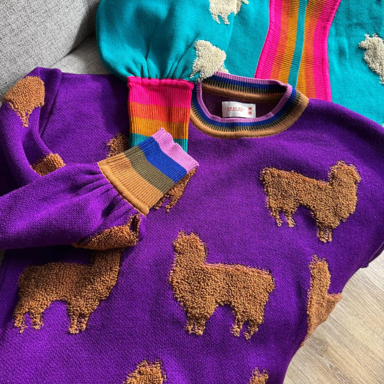 Sweater Llamas Morado 