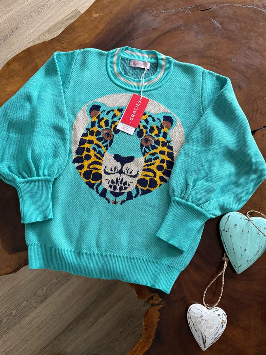 Mint Leopard Sweater