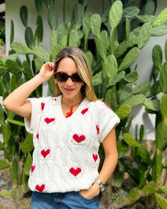 Ivory Hearts Vest