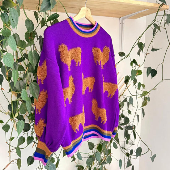 Sweater Llamas Morado 