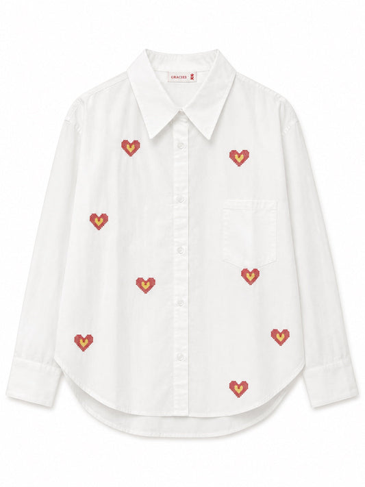 Oversized Shirt Heart Stitches