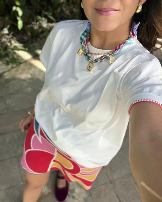 Pink Embroidered Basic T-Shirt