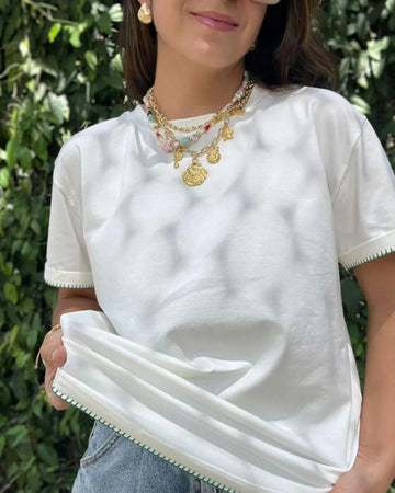 Green Embroidered Basic T-shirt