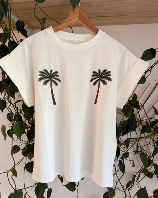 Embroidered Palm Trees T-Shirt