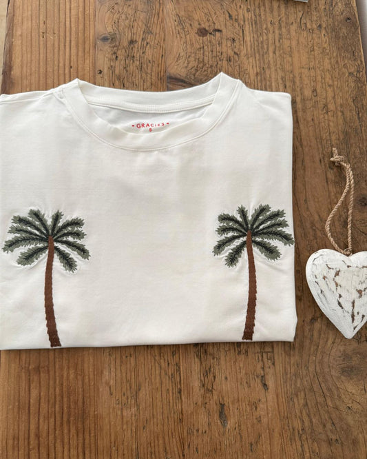 Embroidered Palm Trees T-Shirt