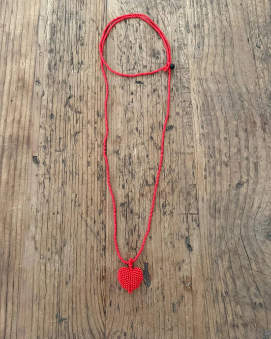 Matte Red Heart Necklace