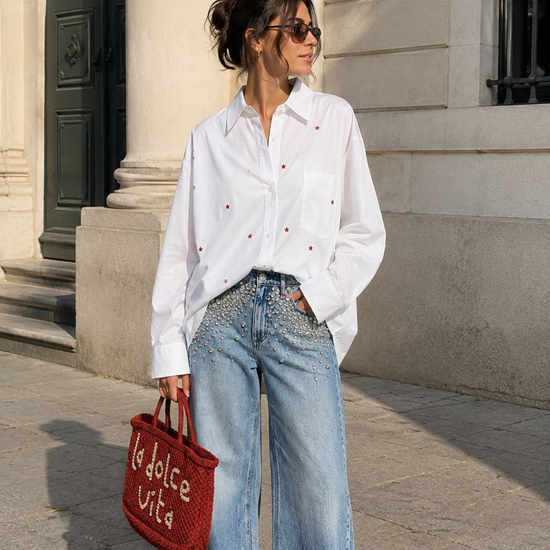 Camisa Marfil Estrellas Oversize 